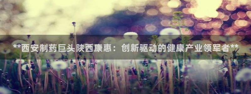 九游会老哥俱乐部：**西安制药巨头陕西康惠：创新驱动的健康产业领军者**