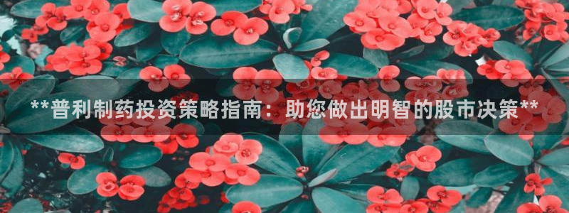 老哥吧九游会：**普利制药投资策略指南：助您做出明智的股市决策**
